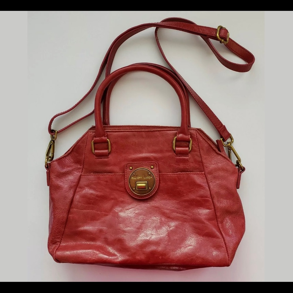 Elliott Lucca Red Turn-lock Satchel Crossbody
